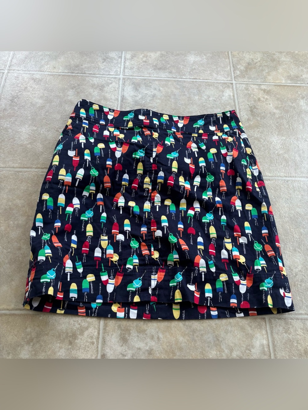 Talbots Black Midi Skirt with Multicolor Buoy Print